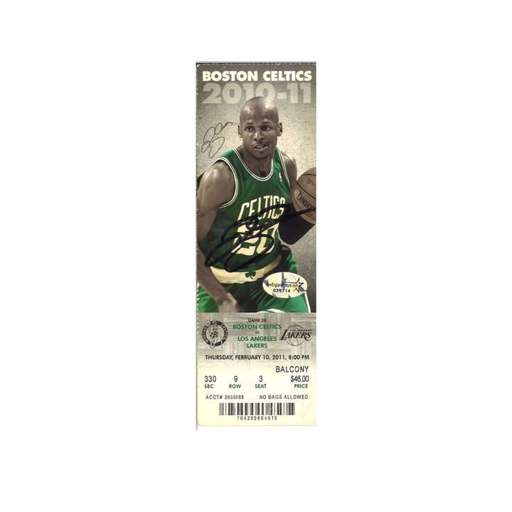 Ray Allen Boston Celtics Autographed 3 Point Record 2/10/22 Ticket Stub New England Holo