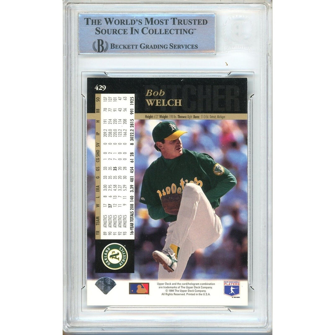 Bob Welch Oakland Athletics Signed 1994 Upper Deck Baseball Card Beckett Auth Auto Slab