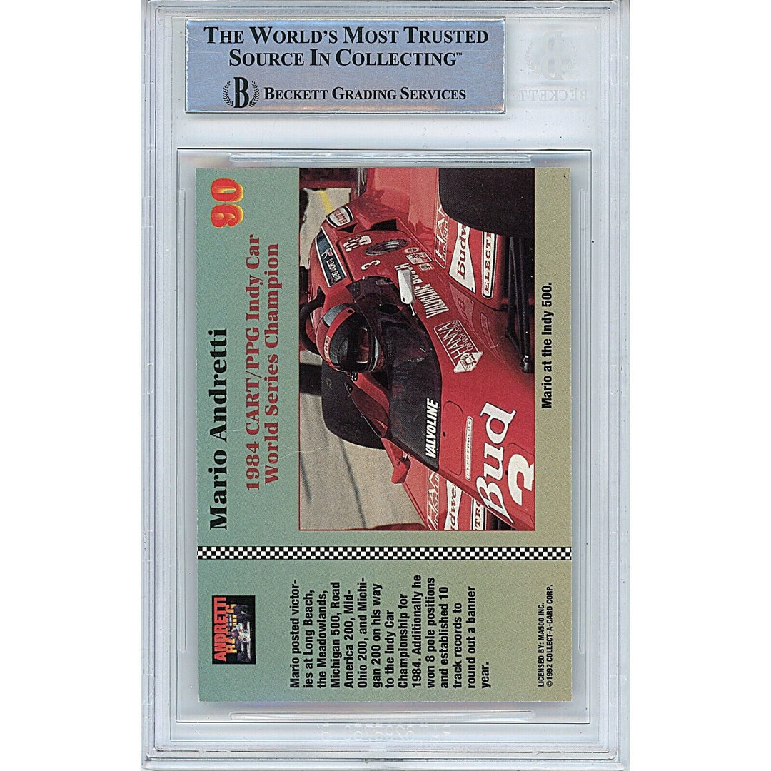 Mario Andretti Signed F1 Auto Racing Cards 1992 Collect-a-Card Beckett Authentic Auto Slab