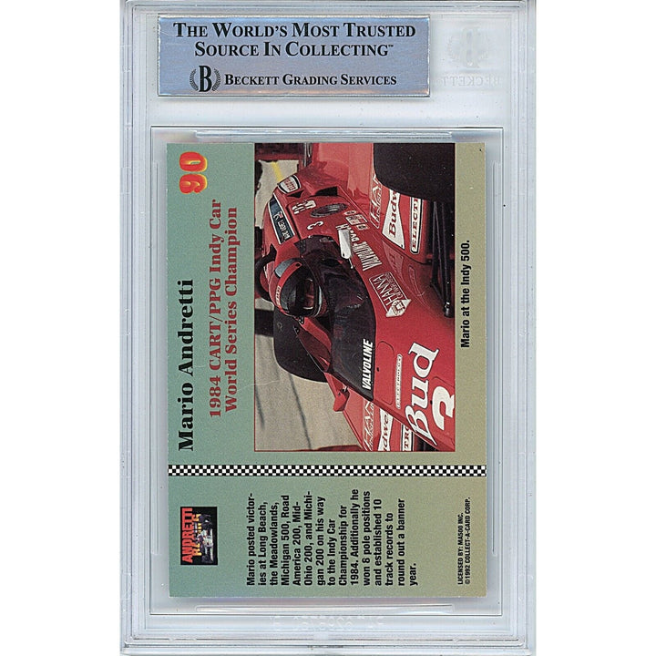 Mario Andretti Signed F1 Auto Racing Cards 1992 Collect-a-Card Beckett Authentic Auto Slab