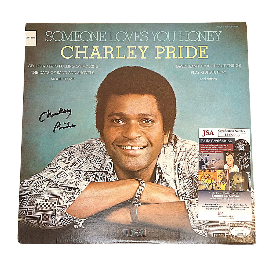 Charley Pride Signed Somebody Loves You Honey Vinyl LP Record Album JSA Cert Framed