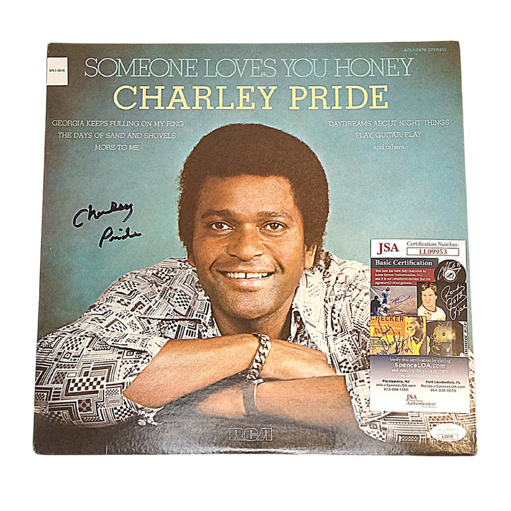 Charley Pride Signed Somebody Loves You Honey Vinyl LP Record Album JSA Cert Framed