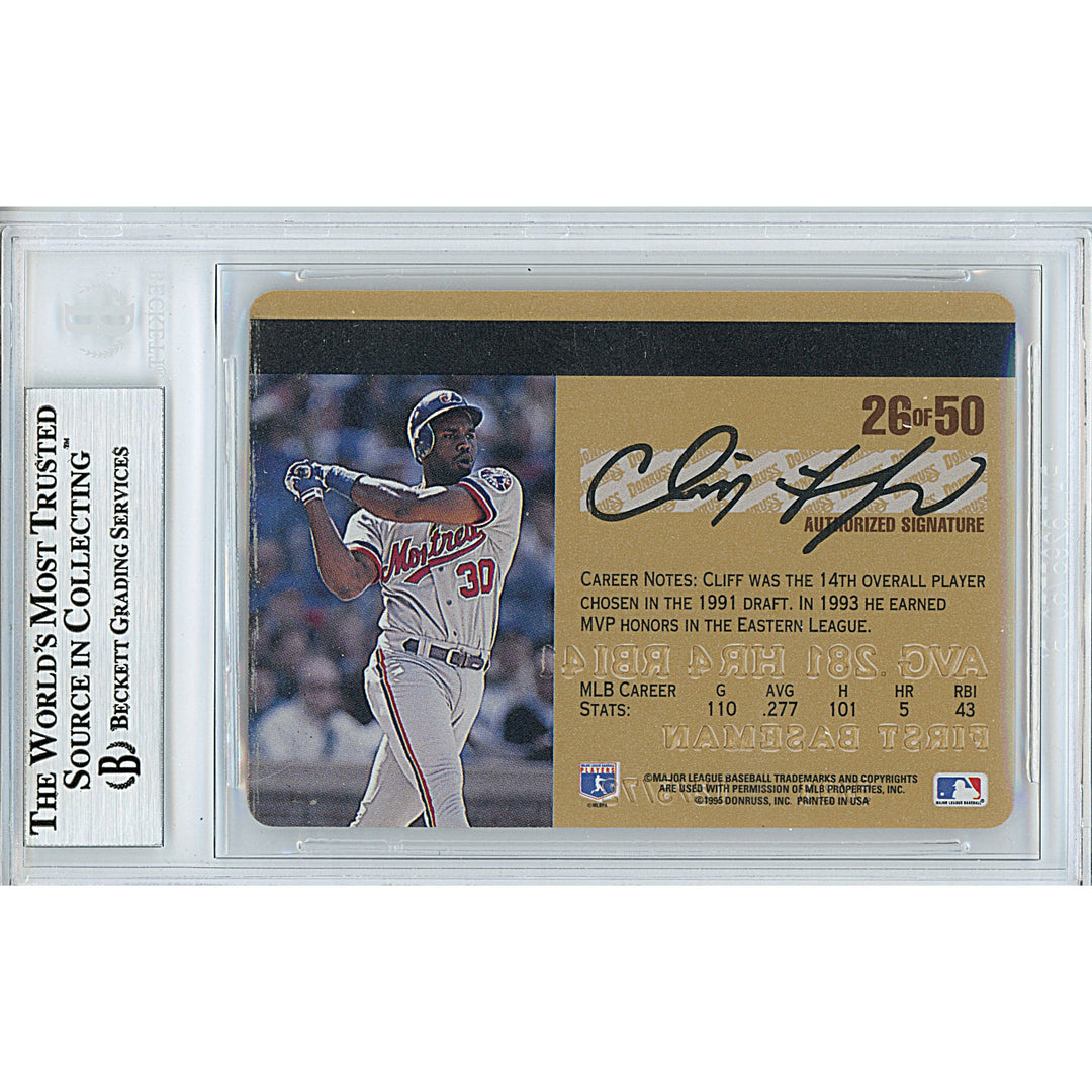 Cliff Floyd Signed Montreal Expos 1995 Studio Gold Insert Baseball Card Beckett Auth Auto