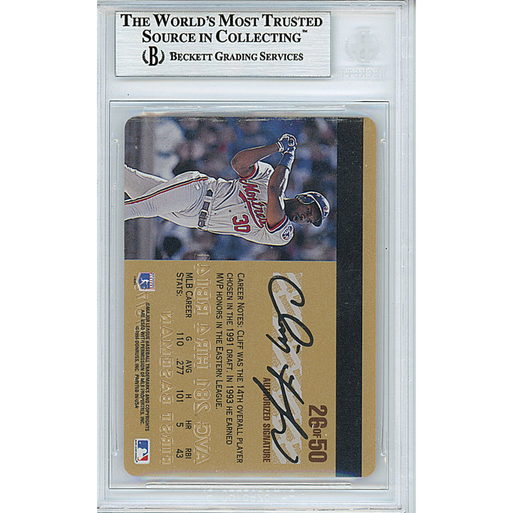 Cliff Floyd Signed Montreal Expos 1995 Studio Gold Insert Baseball Card Beckett Auth Auto