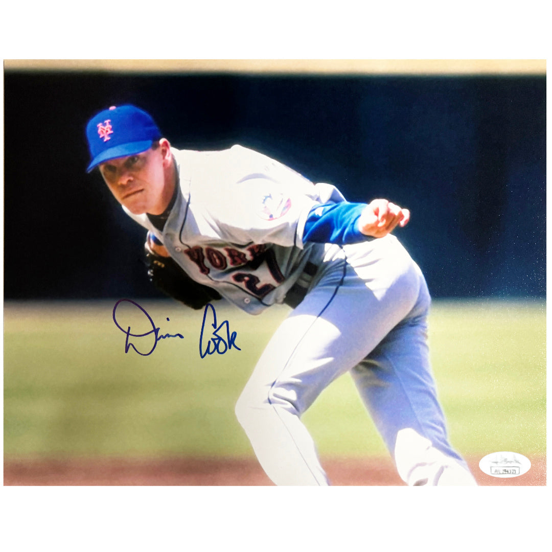 Dennis Cook Signed New York Pose 2 Baseball 8x10 Photo (JSA)