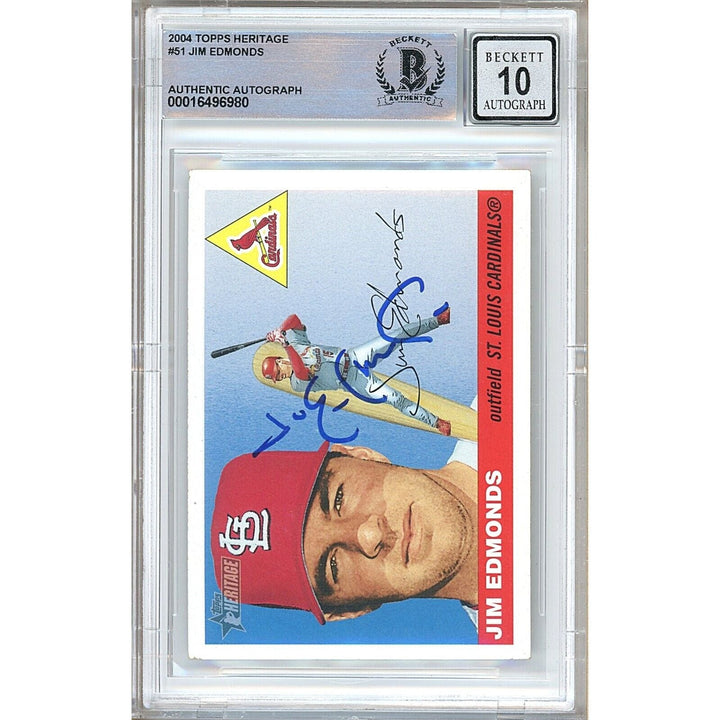 Jim Edmonds St Louis Cardinals Signed 2004 Topps Heritage Card BGS Auto 10 Graded