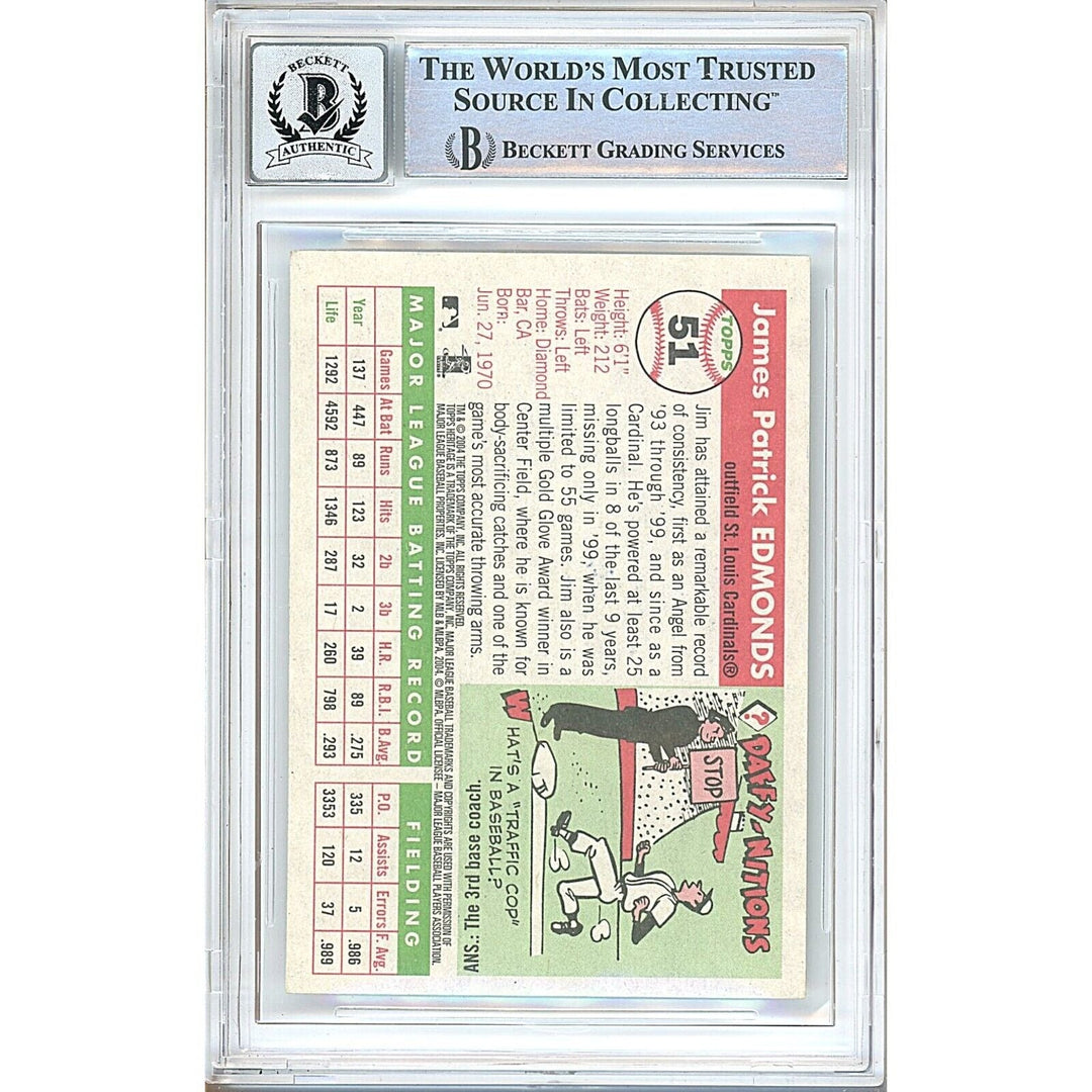 Jim Edmonds St Louis Cardinals Signed 2004 Topps Heritage Card BGS Auto 10 Graded