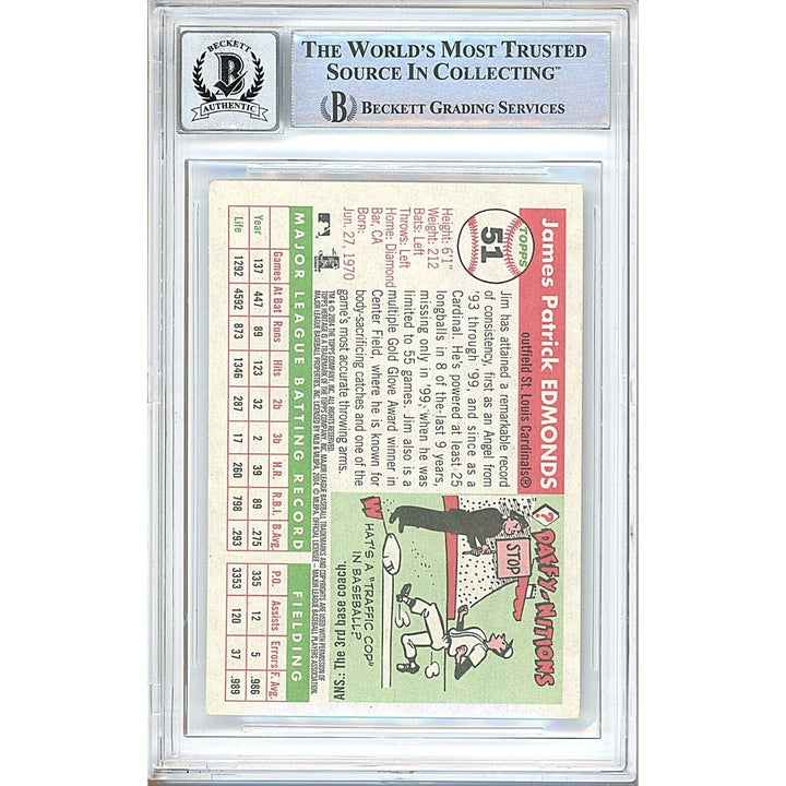 Jim Edmonds St Louis Cardinals Signed 2004 Topps Heritage Card BGS Auto 10 Graded