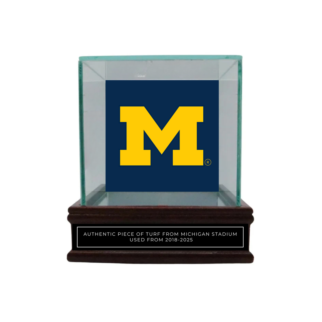 University of Michigan Authentic Piece of Michigan Stadium Turf with Case
