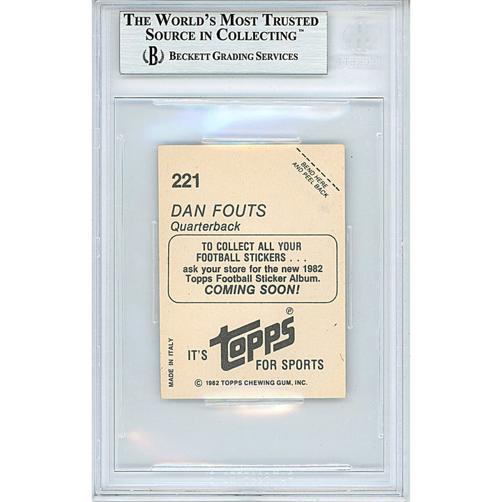 Dan Fouts Signed San Diego Chargers 1982 Topps Football Foil Stickers Beckett Slabbed