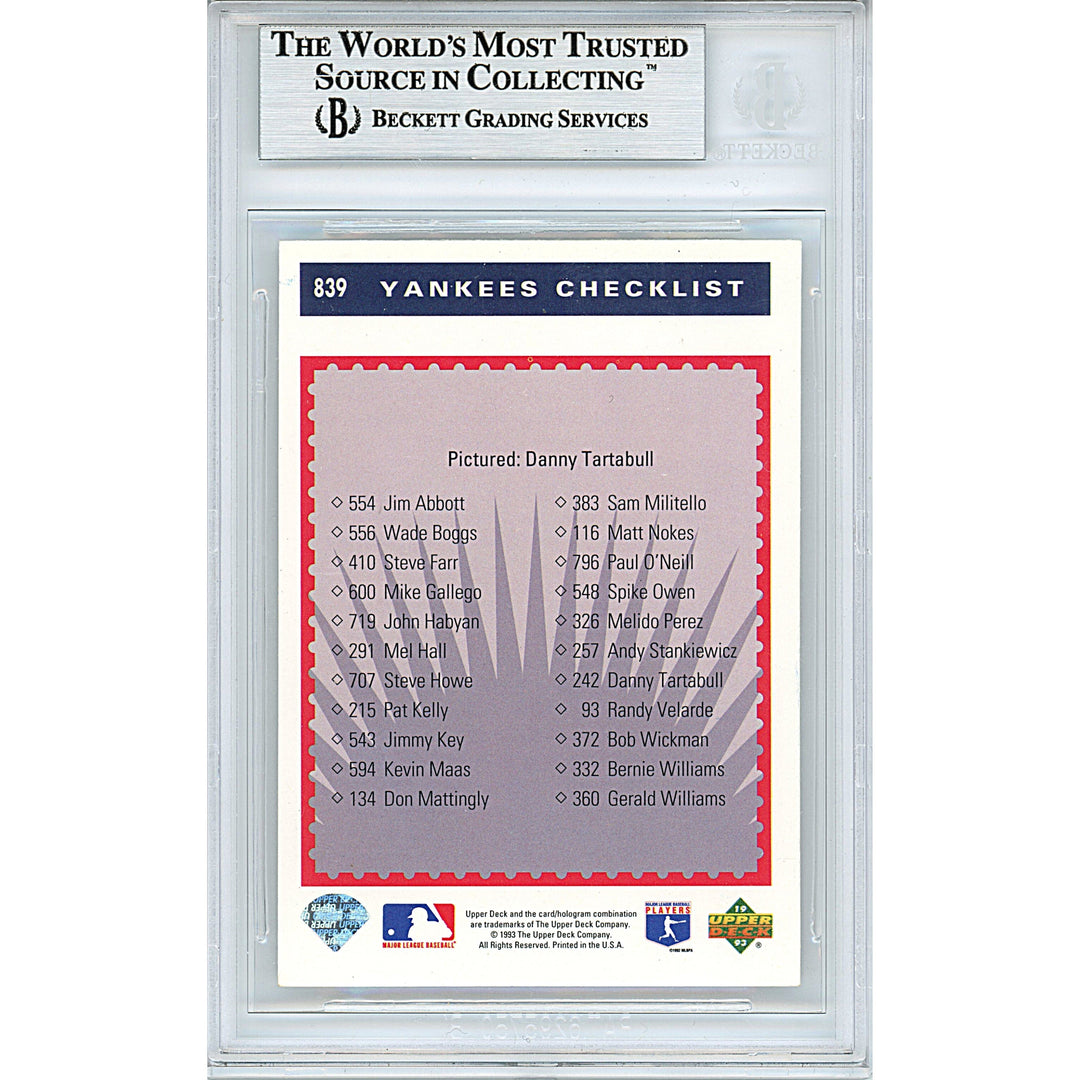 Danny Tartabull Autographed New York Yankees 1993 Upper Deck Baseball Card Beckett