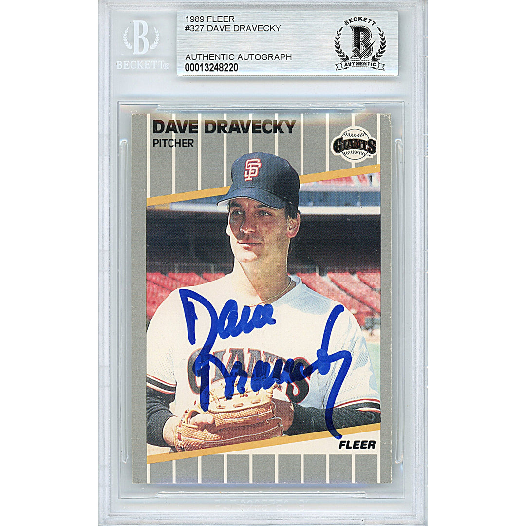 Dave Dravecky Signed San Francisco Giants 1989 Fleer Baseball Card Beckett Auth Auto Slab