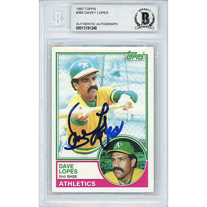 Davey Lopes Signed Oakland Athletics 1983 Topps Card Beckett Authentic Auto Slab