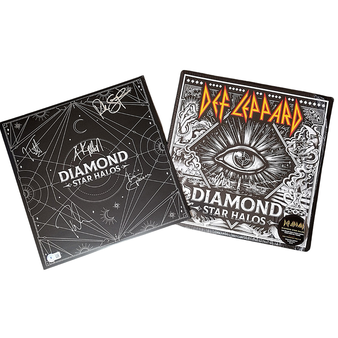 Def Leppard Signed Diamond Star Halos Vinyl Record Album Flat Beckett Authentic Auto COA