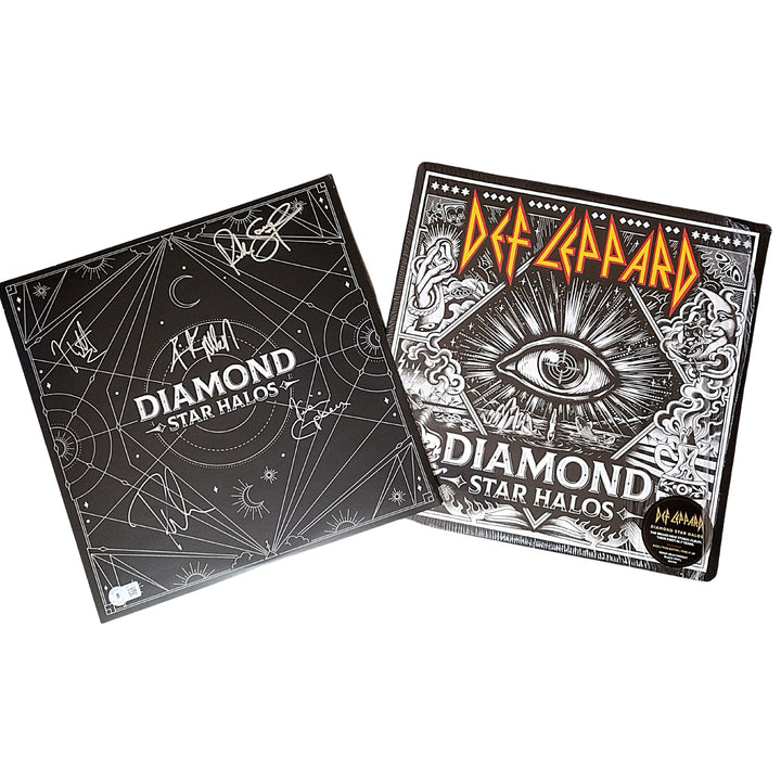 Def Leppard Signed Diamond Star Halos Vinyl Record Album Flat Beckett Authentic Auto COA