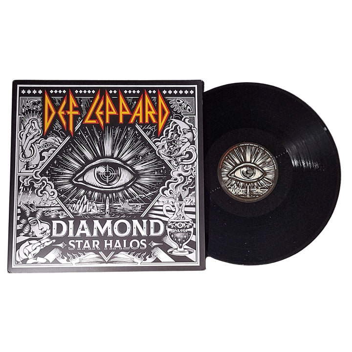 Def Leppard Signed Diamond Star Halos Vinyl Record Album Flat Beckett Authentic Auto COA