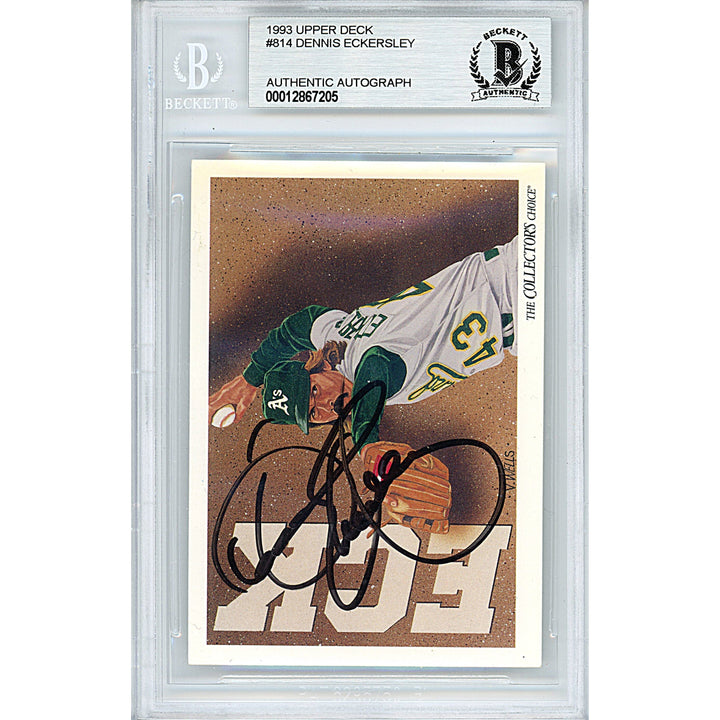 Dennis Eckersley Signed Oakland Athletics 1993 Upper Deck Baseball Card Beckett Slabbed