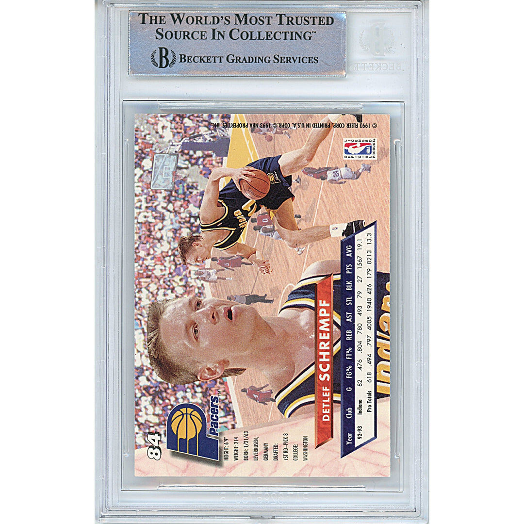 Detlef Schrempf Signed Indiana Pacers 1993-94 Fleer Ultra Basketball Card Beckett Slab