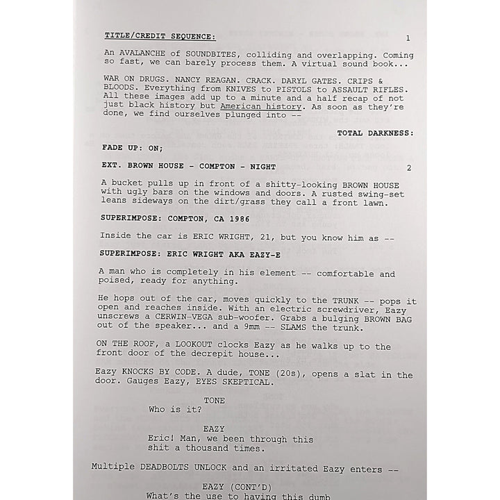 DJ Yella Signed N.W.A. 'Straight Outta Compton' Full Movie Script Beckett Authentic Cert