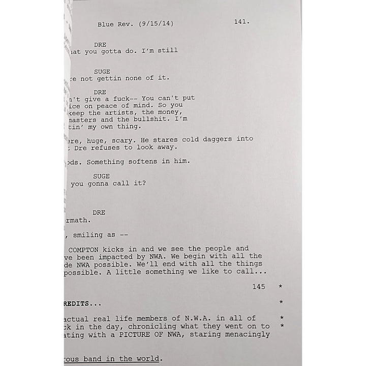 DJ Yella Signed N.W.A. 'Straight Outta Compton' Full Movie Script Beckett Authentic Cert