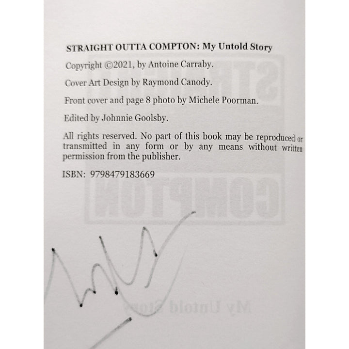 DJ Yella of NWA Signed Straight Outta Compton Hardcover First Edition Book Proof Beckett