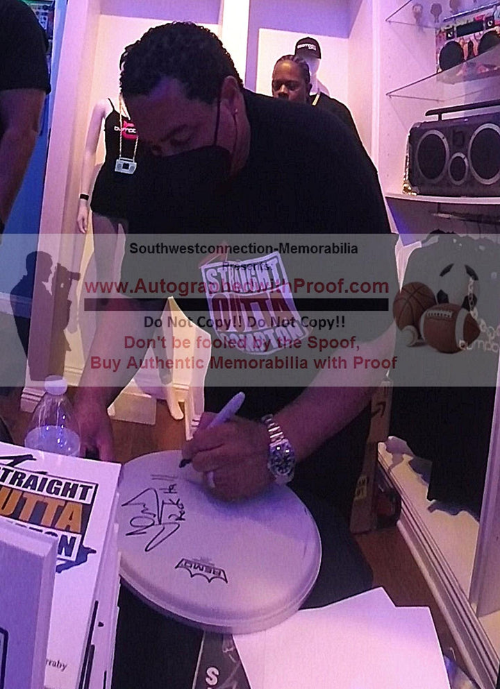 DJ Yella NWA Signed Drumhead 'Rock Hall' HOF Inscription Beckett Authentic Rap Hip Hop