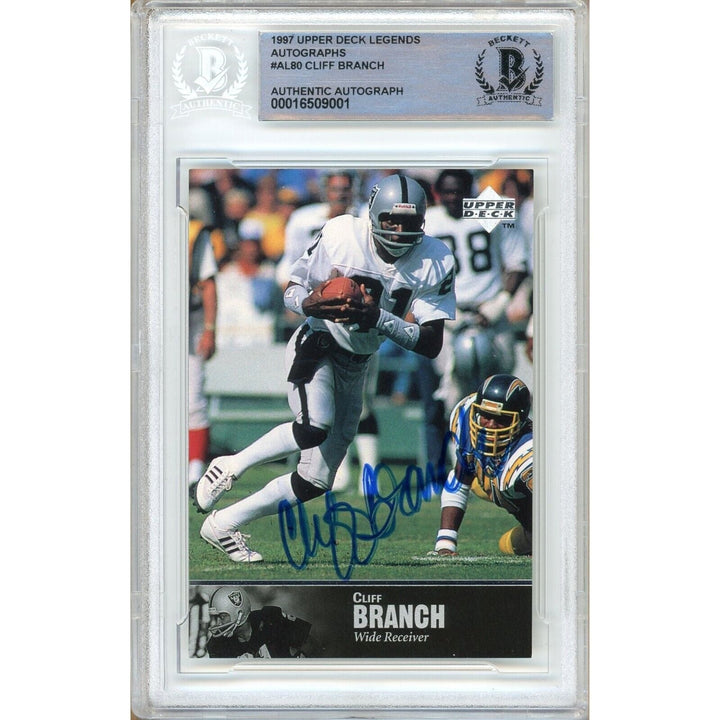 Cliff Branch Las Vegas Raiders Signed 1997 Upper Deck Legends Card BAS Auth Auto Slab