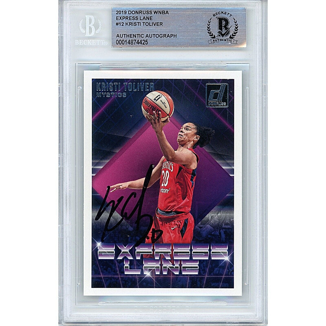Kristi Toliver Washington Mystics Signed 2019 WNBA Donruss Card Beckett Auth Auto Slab