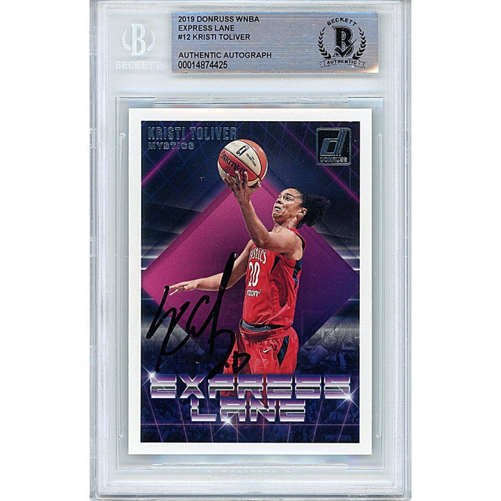 Kristi Toliver Washington Mystics Signed 2019 WNBA Donruss Card Beckett Auth Auto Slab