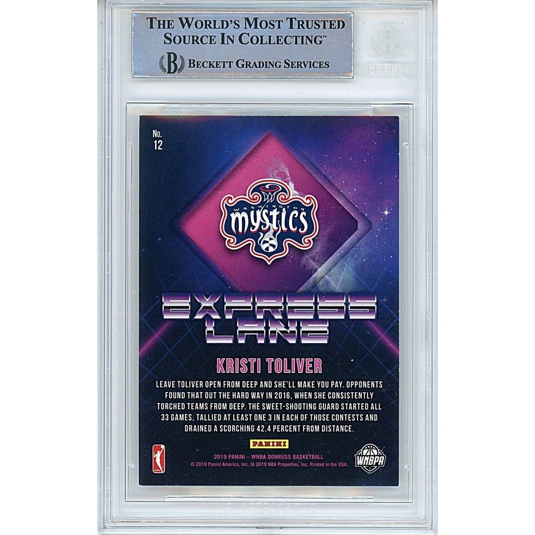 Kristi Toliver Washington Mystics Signed 2019 WNBA Donruss Card Beckett Auth Auto Slab