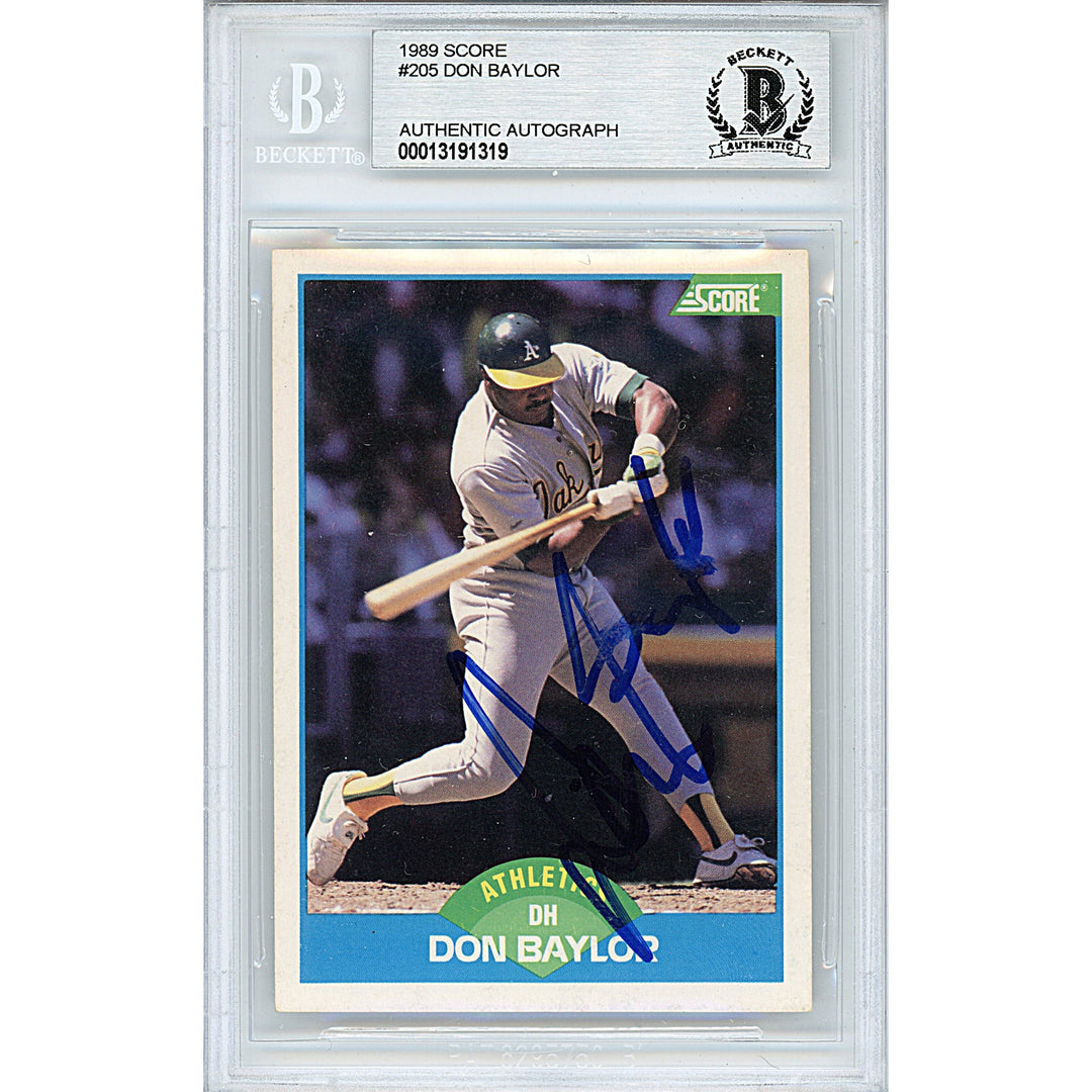 Don Baylor Signed Oakland Athletics 1989 Score Baseball Card Beckett Auth Auto Slab