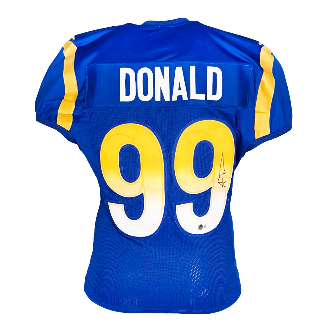 Aaron Donald Signed Los Angeles Blue Game Style Football Jersey (Beckett)