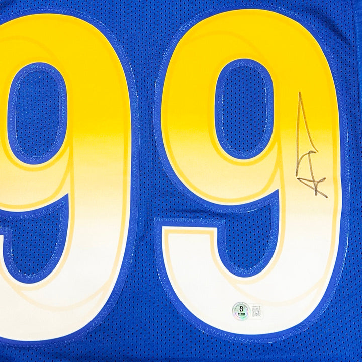 Aaron Donald Signed Los Angeles Blue Game Style Football Jersey (Beckett)