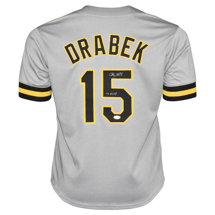 Doug Drabek Signed 90 NL CY Inscription Pittsburgh Grey Baseball Jersey (JSA)