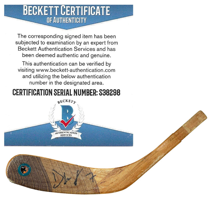 Dylan Gambrell Signed San Jose Sharks Hockey Stick Blade, Proof Photo, Beckett S38298