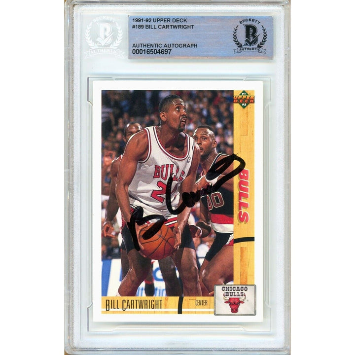 Bill Cartwright Chicago Bulls Signed 1991-92 Upper Deck Basketball Card BAS Auth Auto Slab