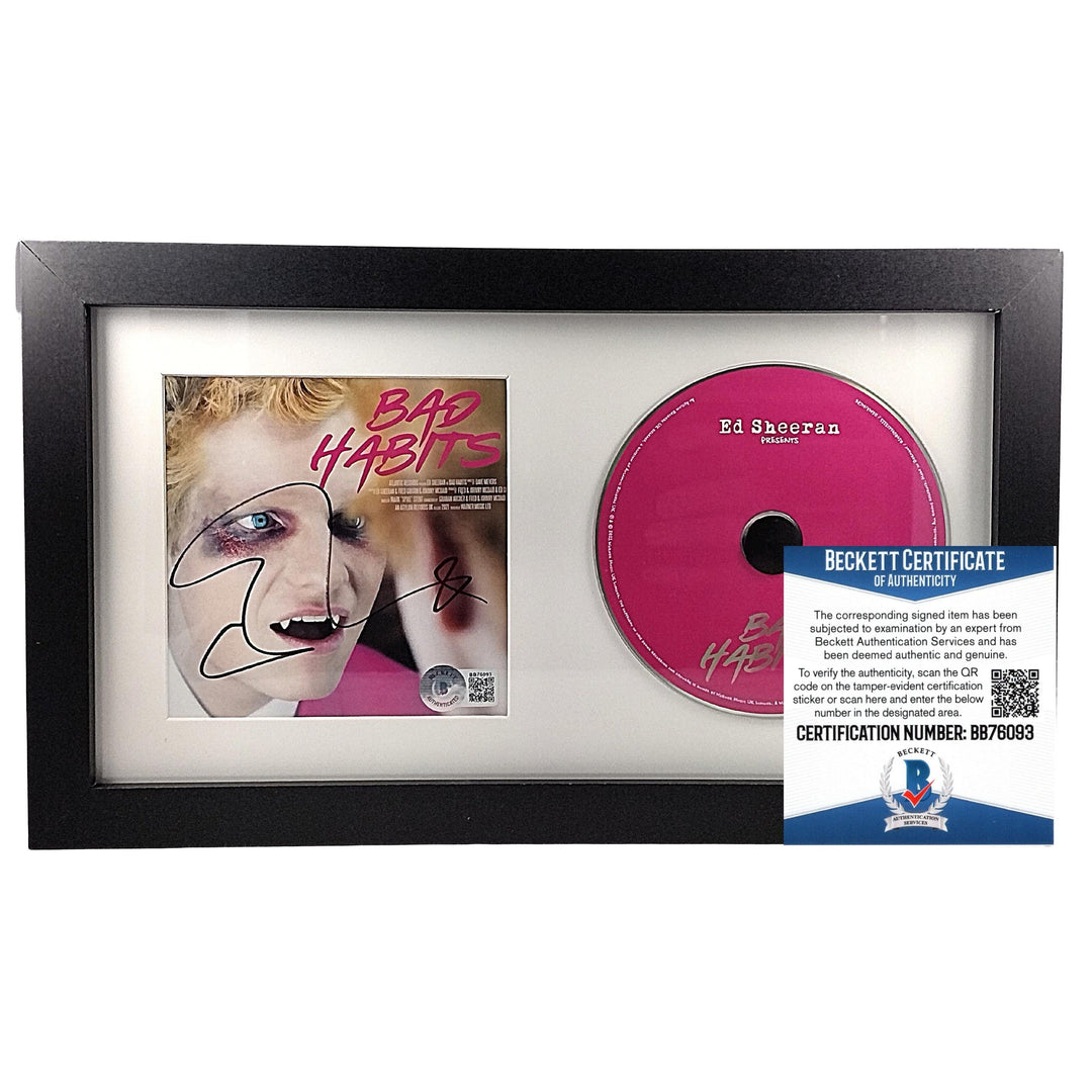 Ed Sheeran Autographed Bad Habits CD Booklet Framed Matted Beckett Authentic Auto COA