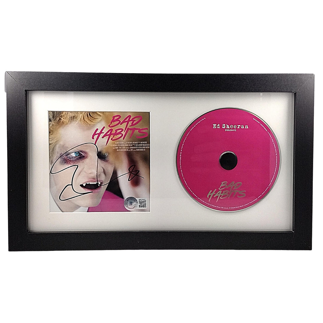 Ed Sheeran Autographed Bad Habits CD Booklet Framed Matted Beckett Authentic Auto COA