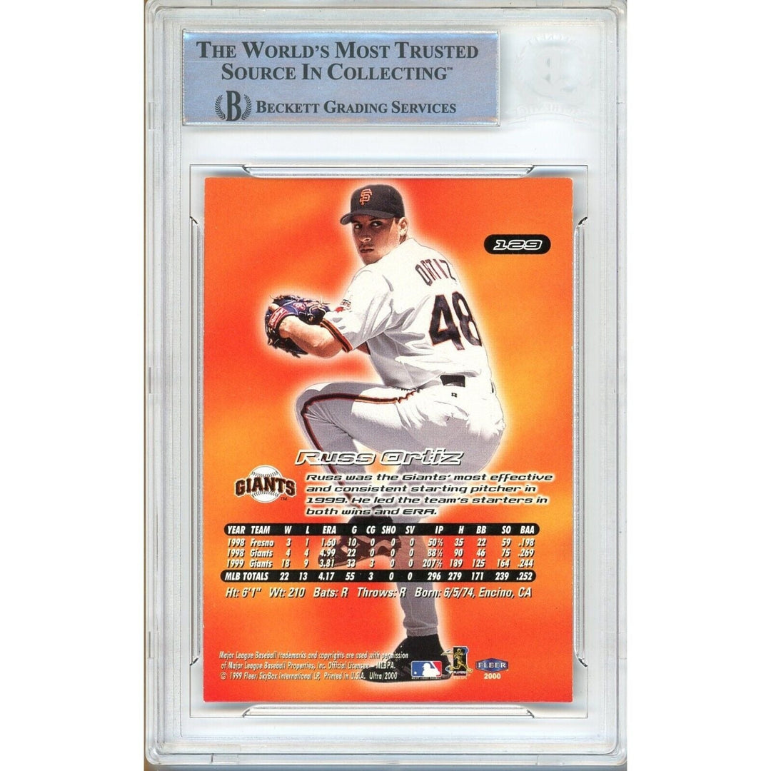 Baseballs- Autographed- Russ Ortiz San Francisco Giants Signed 2000 Fleer Ultra Trading Card Beckett Authentic Auto Slab Back