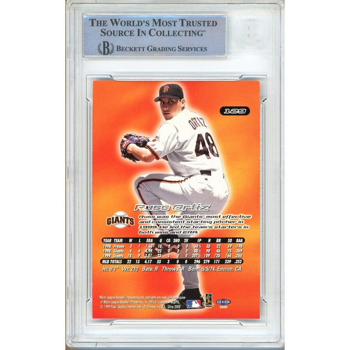 Baseballs- Autographed- Russ Ortiz San Francisco Giants Signed 2000 Fleer Ultra Trading Card Beckett Authentic Auto Slab Back