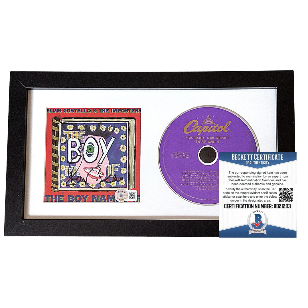 Elvis Costello Signed The Boy Named If CD Album Booklet Framed Matted Beckett Authentic