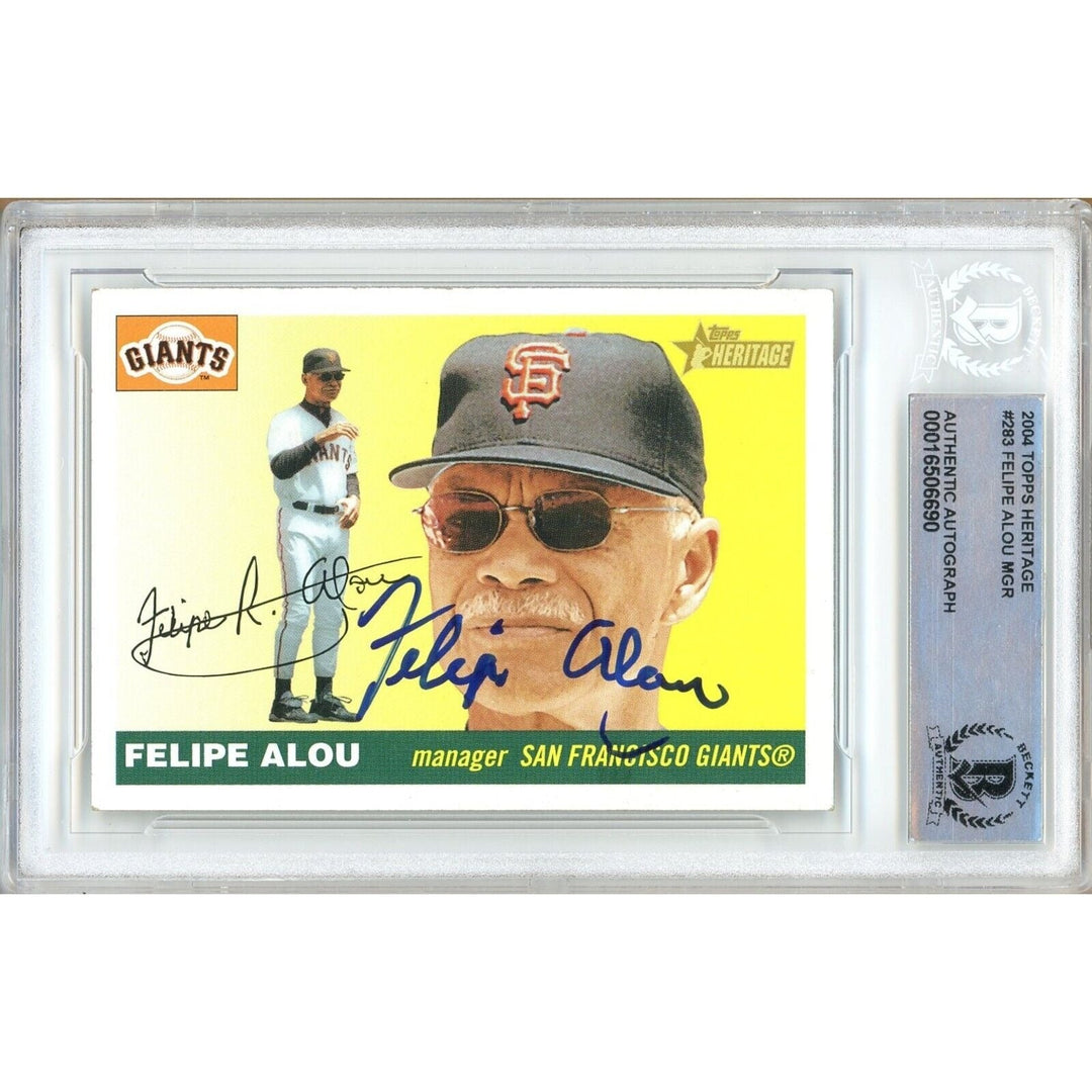 Felipe Alou San Francisco Giants Signed 2004 Topps Heritage Card Beckett Auth Auto Slab