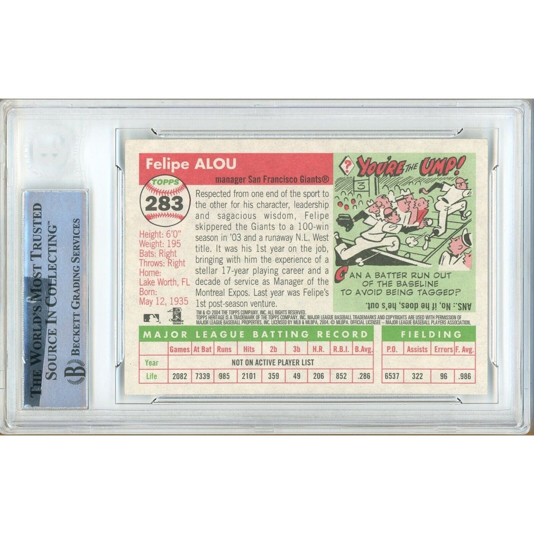 Felipe Alou San Francisco Giants Signed 2004 Topps Heritage Card Beckett Auth Auto Slab