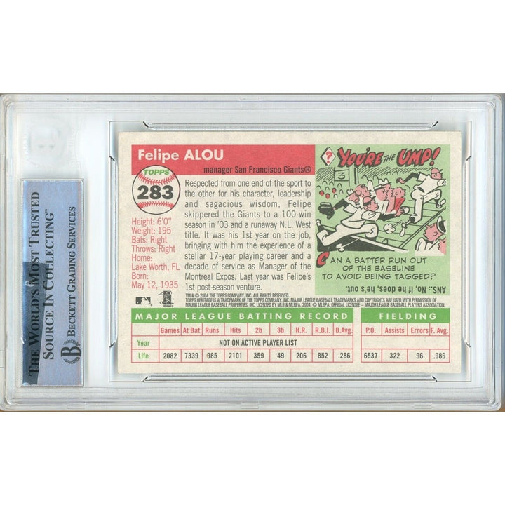 Felipe Alou San Francisco Giants Signed 2004 Topps Heritage Card Beckett Auth Auto Slab
