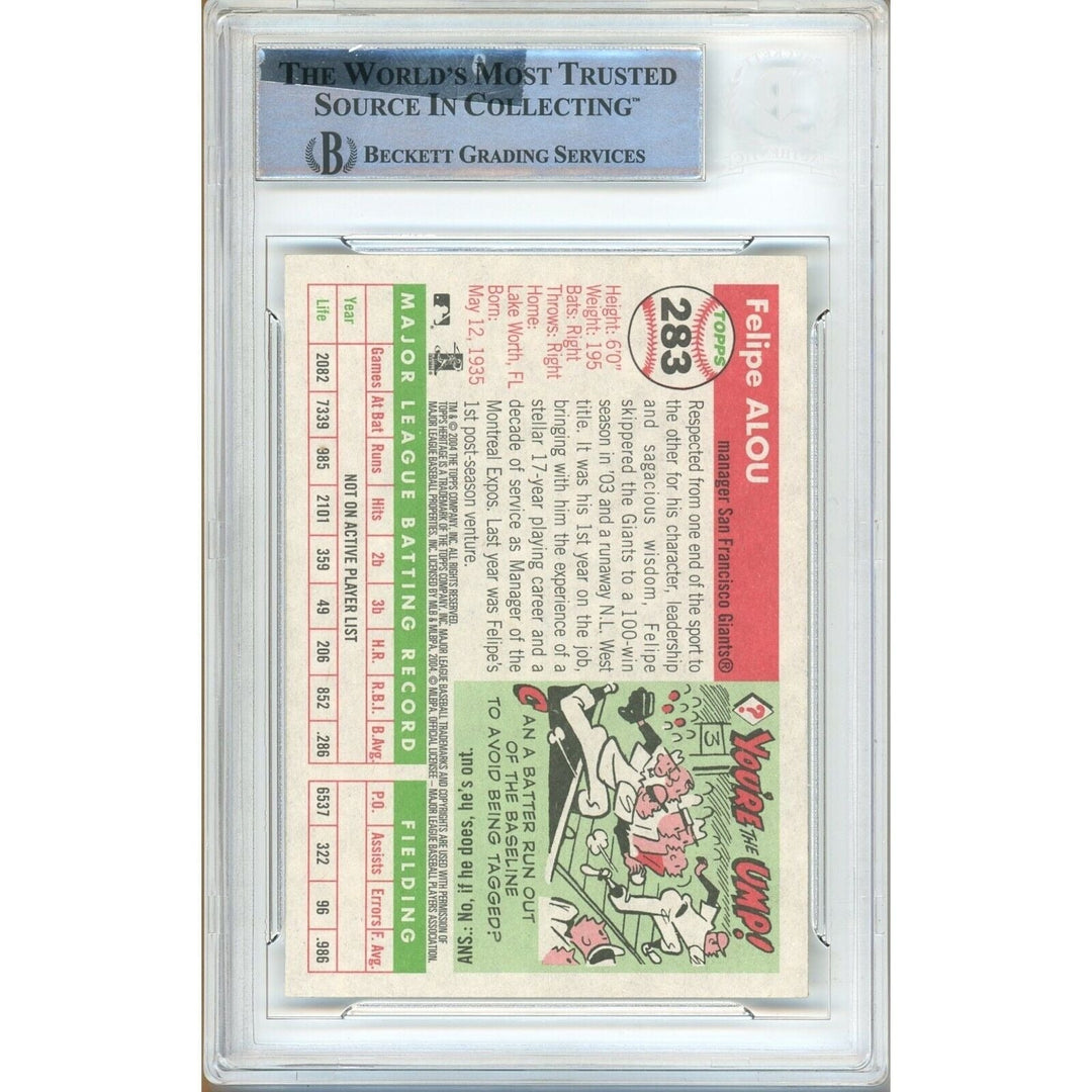 Felipe Alou San Francisco Giants Signed 2004 Topps Heritage Card Beckett Auth Auto Slab