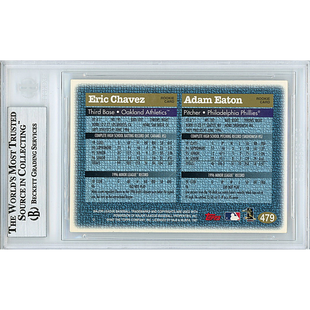 Eric Chavez and Adam Eaton Signed 1997 Topps Draft Picks Baseball Card Beckett Slab