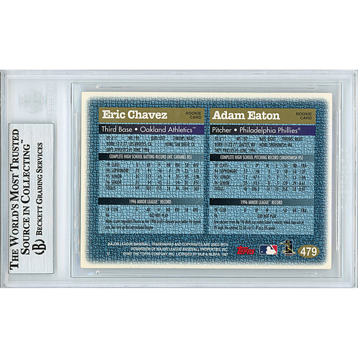 Eric Chavez and Adam Eaton Signed 1997 Topps Draft Picks Baseball Card Beckett Slab