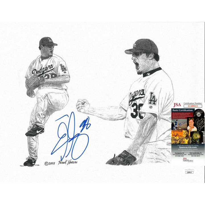 Eric Gagne Signed Los Angeles Dodgers Frank Nareau 11x14 Litho Print JSA Authentic Cert