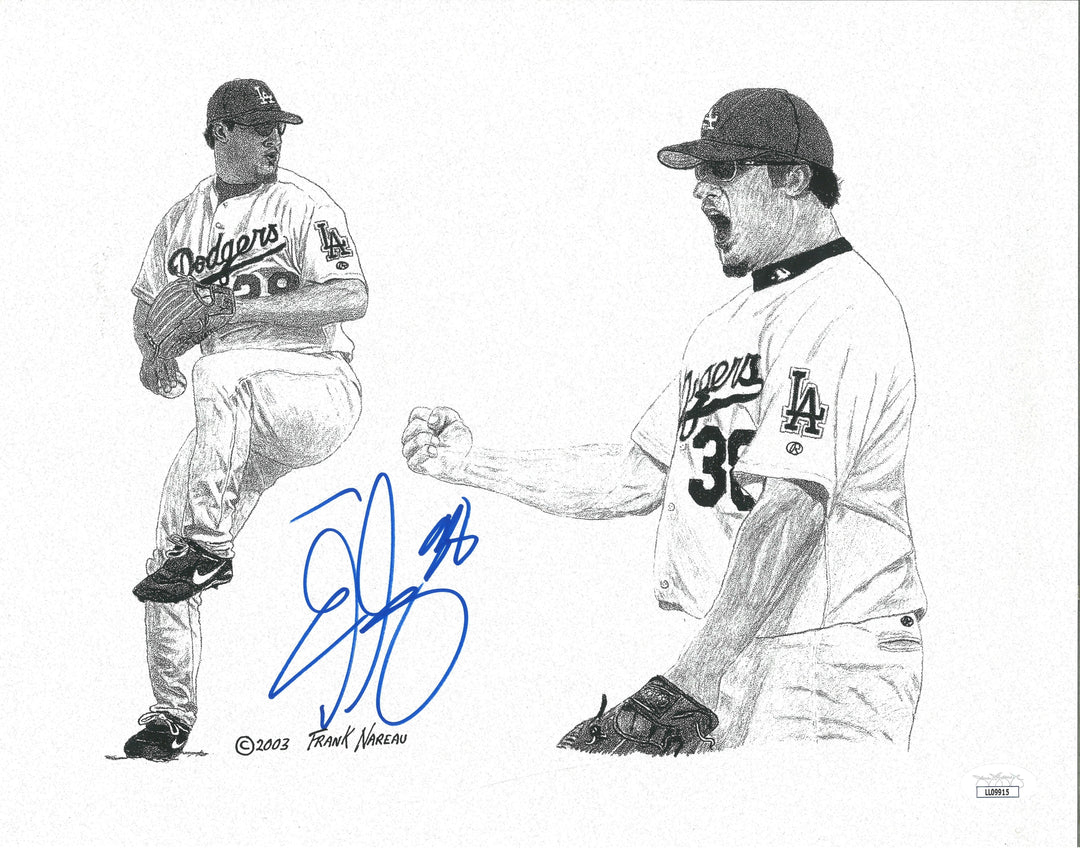 Eric Gagne Signed Los Angeles Dodgers Frank Nareau 11x14 Litho Print JSA Authentic Cert