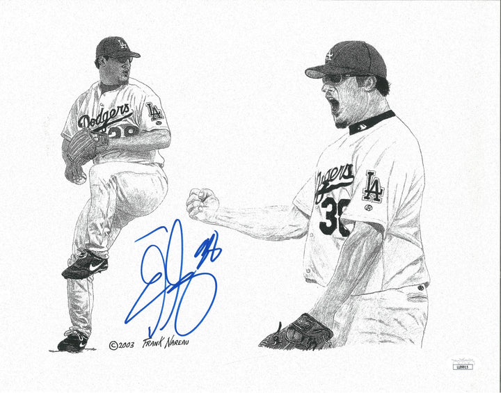 Eric Gagne Signed Los Angeles Dodgers Frank Nareau 11x14 Litho Print JSA Authentic Cert